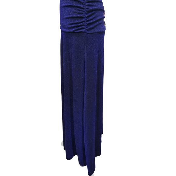 Nightway Ruched Sleeveless Maxi Dress Womens Size 4 Sparkle Blue Elegant Evening - Picture 9 of 15